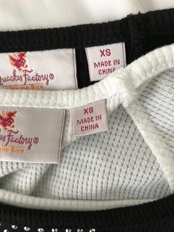 Quacker Factory S/2 Waffle Knit 3/4-Sleeve Tops Bling -Blk/Wht (Sz XS) A451904 '