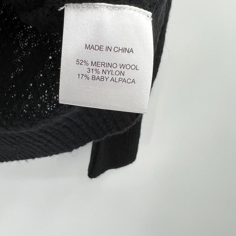 Quince Women's Black Baby Alpaca-Merino Wool Diamond Stitch Crew Neck Sweater S