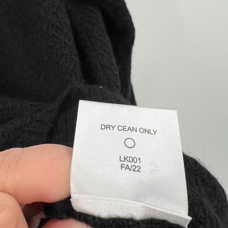 Quince Women's Black Baby Alpaca-Merino Wool Diamond Stitch Crew Neck Sweater S