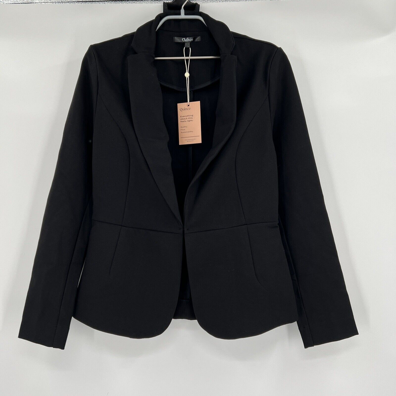 Quince Women's Black Ultra-Stretch Ponte Blazer Sz XS NWT Career Business