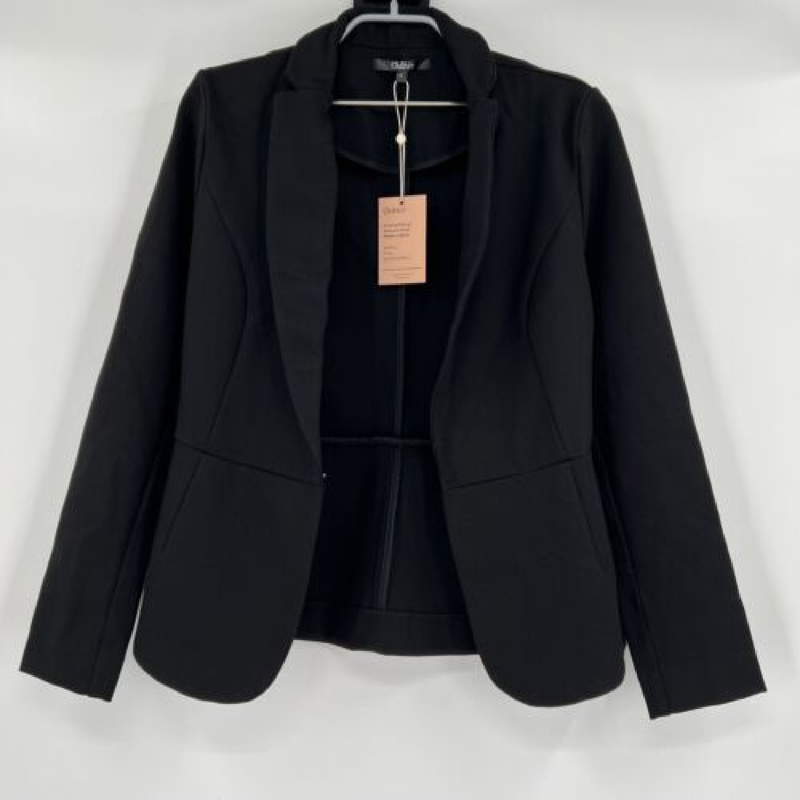 Quince Women's Black Ultra-Stretch Ponte Blazer sz XS NWT Career Business