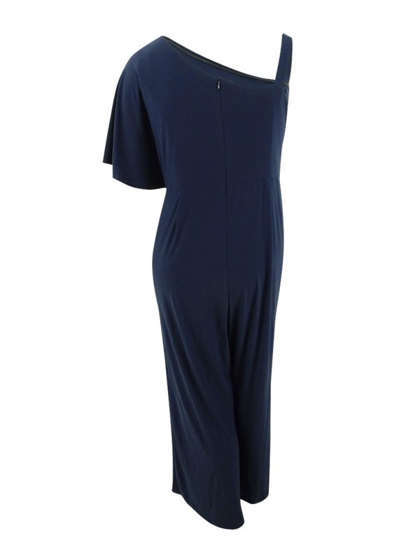 R&m Richards Womens Navy Sleeveless Wide Leg Evening Jumpsuit Plus Size 16w