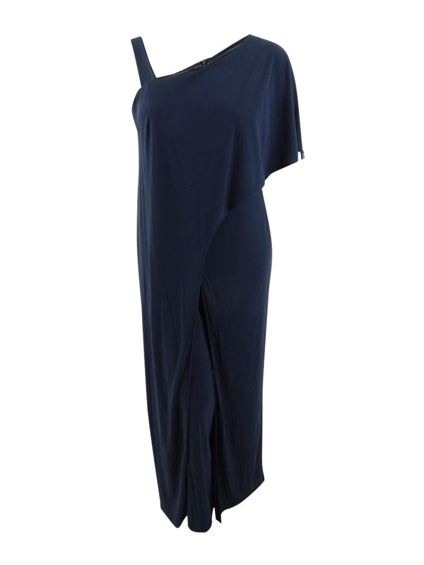 R&m Richards Womens Navy Sleeveless Wide Leg Evening Jumpsuit Plus Size 16w