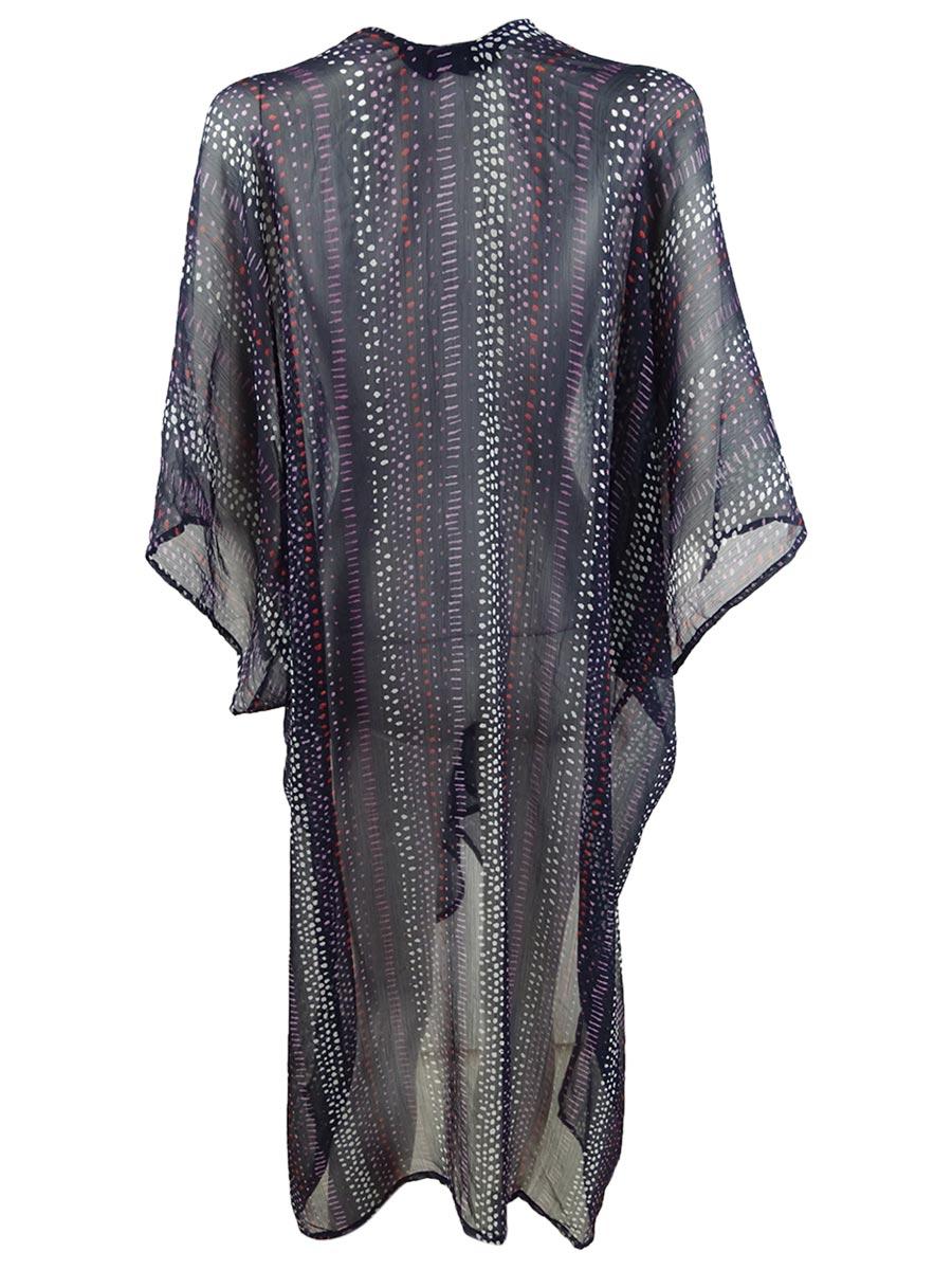 RACHEL Rachel Roy Women's Side-Slit Printed Kimono Swim Cover-up