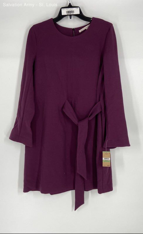 Rachel Rachel Roy Womens Purple Long Sleeve Round Neck Sheath Dress Size 8