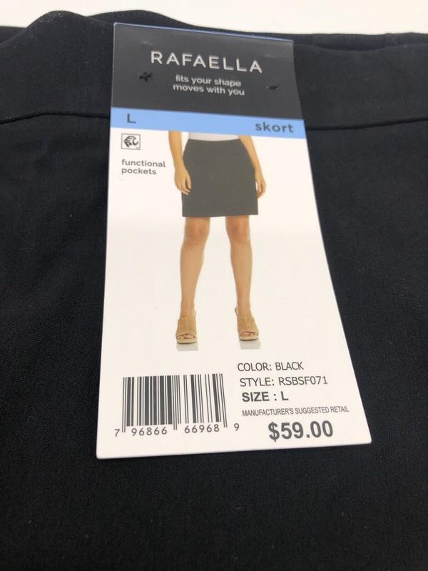 Rafaella Golf Performance Skort Women Large Black Functional Pocket Slit Pull On