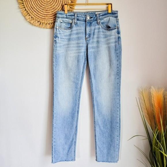 Rag & Bone Dre Low Rise Slim Boyfriend Fray Hem Jeans in Daphne Size 26
