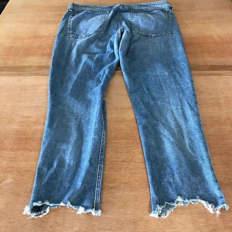 Rag Bone Dre Low Rise Slim Boyfriend Jeans Women 32 Blue Distressed Raw Hem