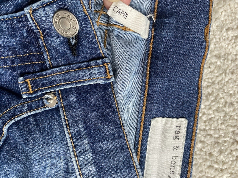 Rag & Bone Jeans Women's Size 25 Capri RAE Stretch Blue Denim Low Rise Logo