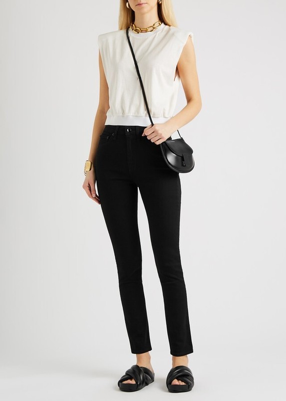 RAG & BONE Ladies NINA Highrise Ankle Skinny NO FADE Black Jeans Size 25 - VGC