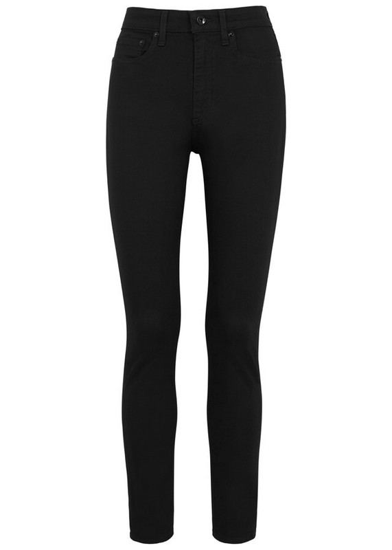 RAG & BONE Ladies NINA Highrise Ankle Skinny NO FADE Black Jeans Size 25 - VGC