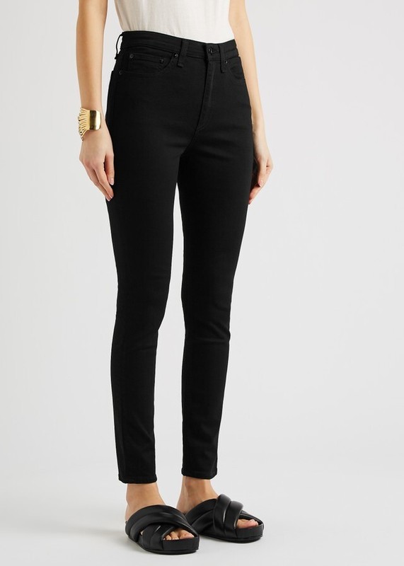 RAG & BONE Ladies NINA Highrise Ankle Skinny NO FADE Black Jeans Size 25 - VGC