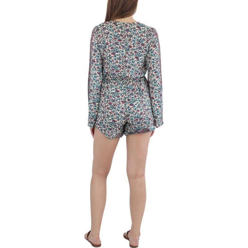 Raga Womens Printed Tie Front Ruffle Hem Romper BHFO 5624