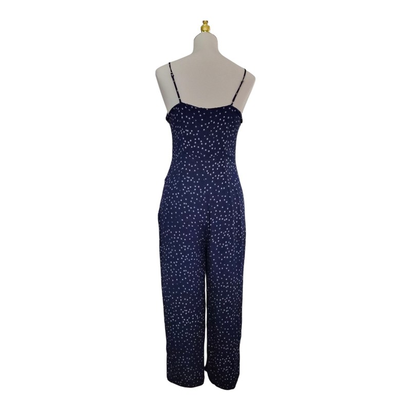 Rails Gabrielle Navy Speckled Dot Jumpsuit Women’s Size M Rayon Wide Leg Cropped