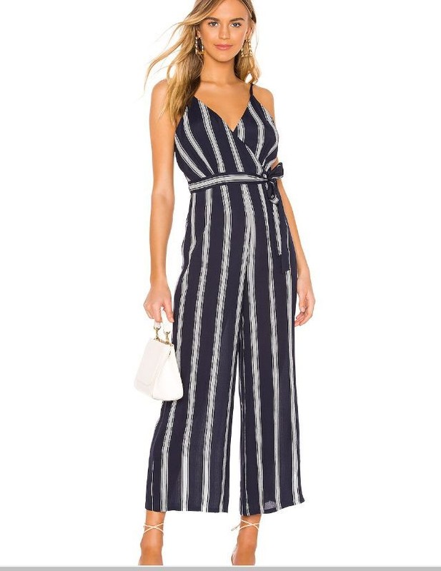 Rails Serena Beach Stripe V Neck Jumpsuit Blue White Small