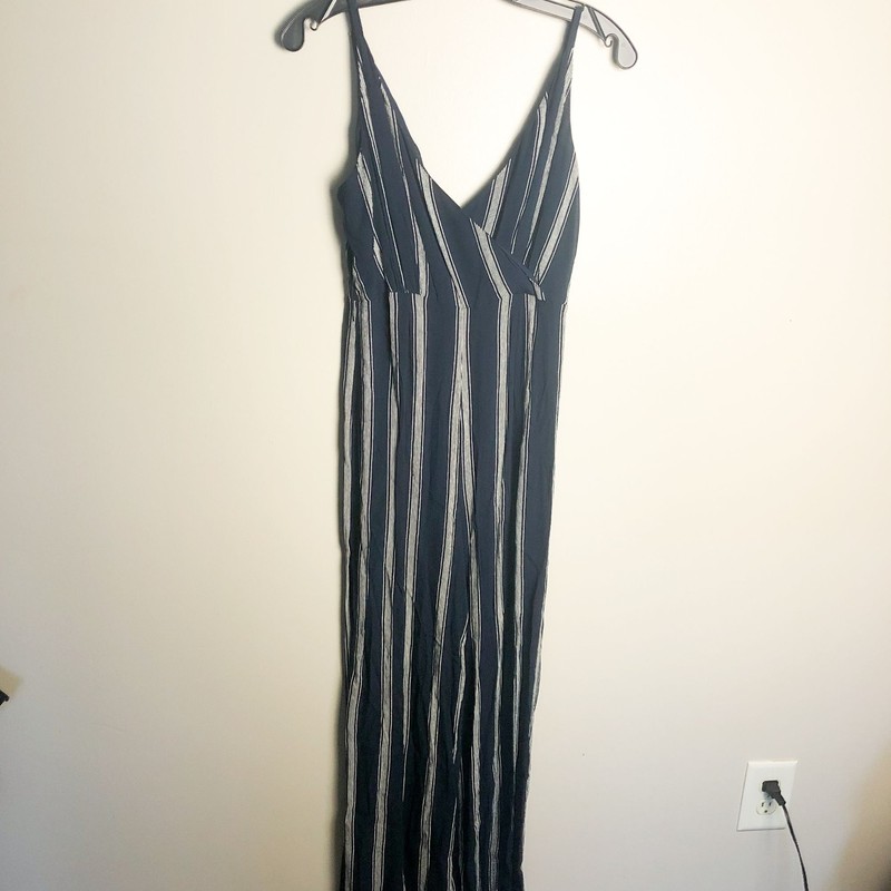 Rails Serena Beach Stripe V Neck Jumpsuit Blue White Small