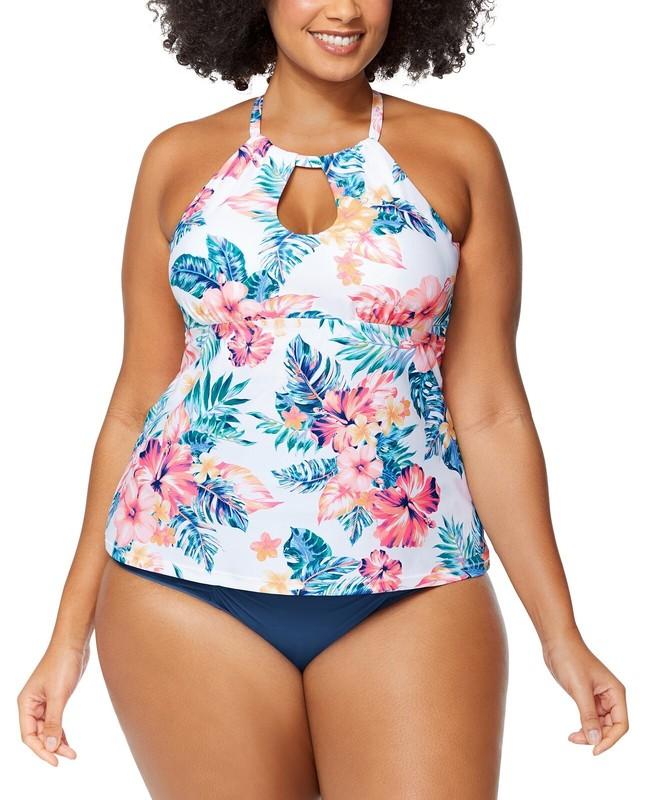 Raisins Curve Plus Size Rosalie Strappy-Back Tankini Top Size 18W