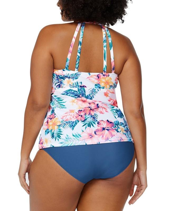 Raisins Curve Plus Size Rosalie Strappy-Back Tankini Top Size 18W