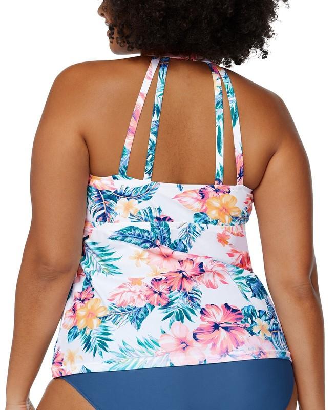 Raisins Curve Plus Size Rosalie Strappy-Back Tankini Top Size 18W