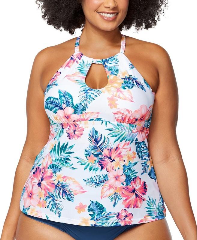 Raisins Curve Plus Size Rosalie Strappy-Back Tankini Top Size 18W