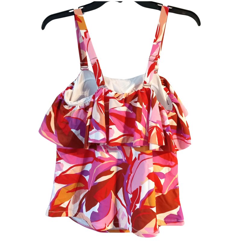Raisins Curve Sz 14 Stella Ruffled Swimsuit Tankini Top Pink Floral NWT