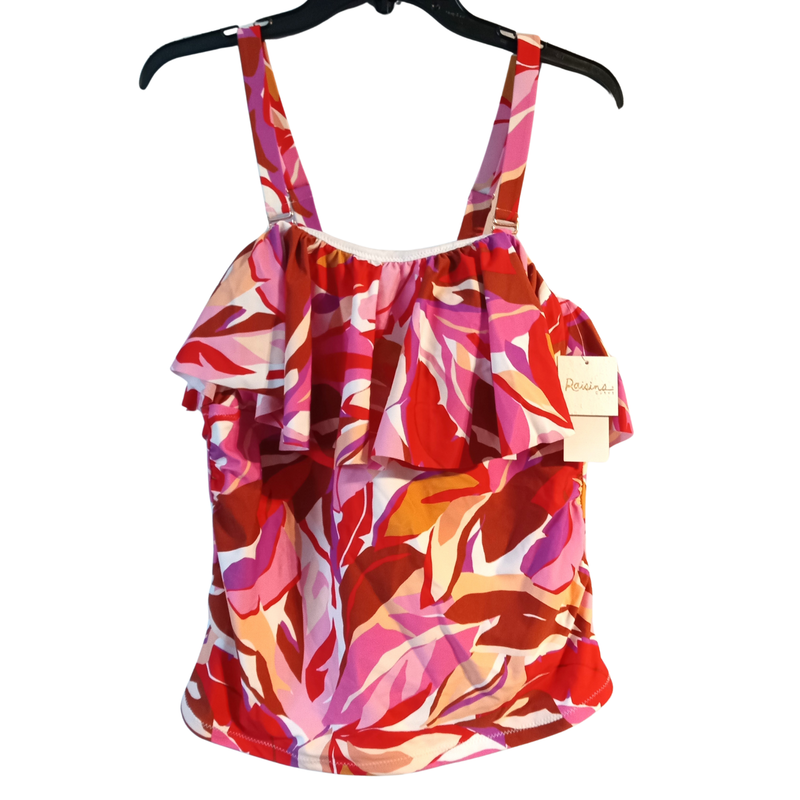 Raisins Curve Sz 14 Stella Ruffled Swimsuit Tankini Top Pink Floral NWT