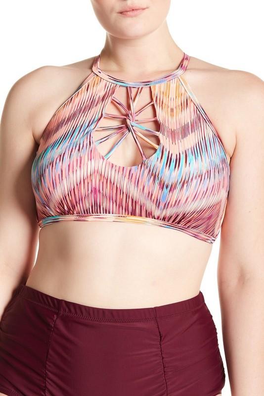 Raisins Curve Women's Cala High Neck Bikini Swimsuit Top Bra Strappy Plus Size