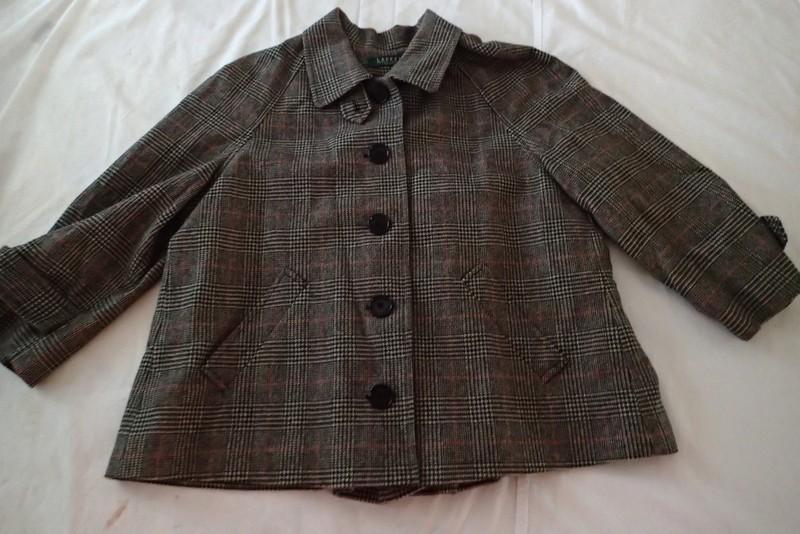 RALPH LAUREN BLAZER Ladies Jacket COAT Sz 12P PLAID Cropped