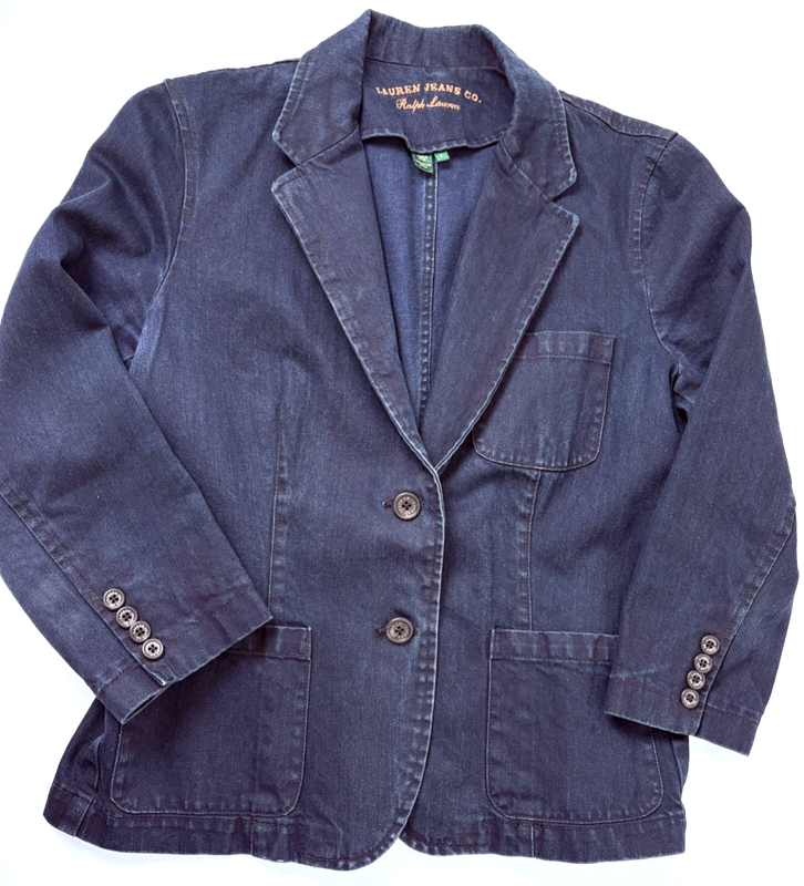 Ralph Lauren Jeans Co Women’s Large Denim Blazer Jacket Preppy Old Money