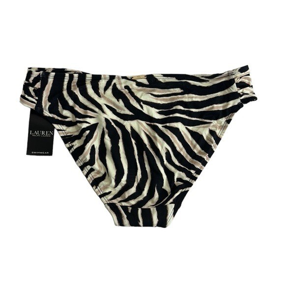 Ralph Lauren LRL Hipster Bikini Bottom Women's 6 Zebra Print Brown NWT 7402