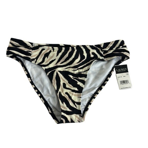 Ralph Lauren LRL Hipster Bikini Bottom Women's 6 Zebra Print Brown NWT 7402