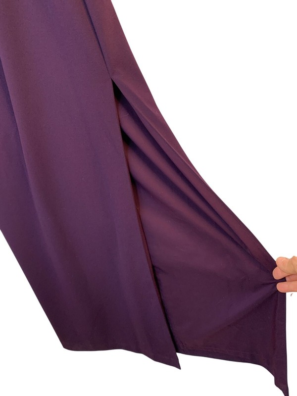 Ralph Lauren Purple Cold Shoulder Formal Gown Slit Size 10 NWT MSRP $210 9016