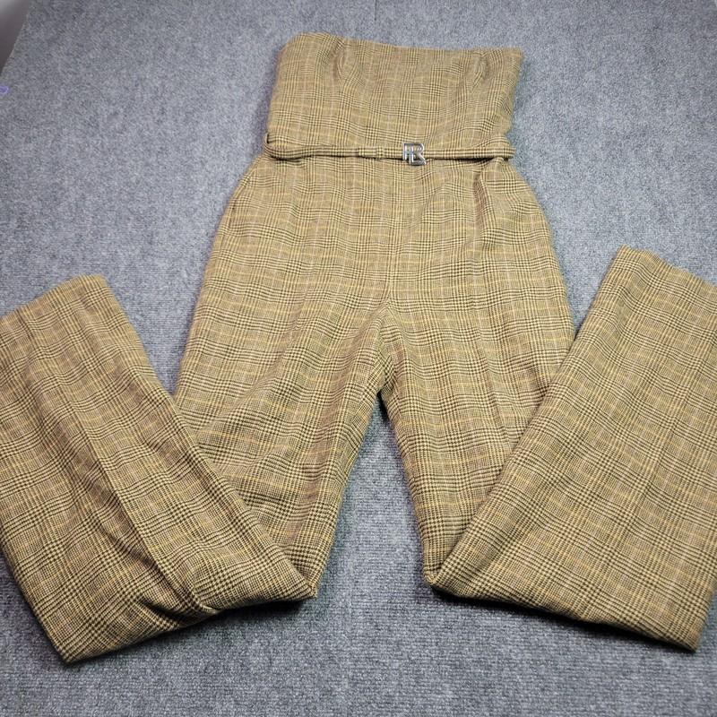 Ralph Lauren Purple Label Markus Glen Plaid Tweed Jumpsuit Womens 8 Brown $2 995