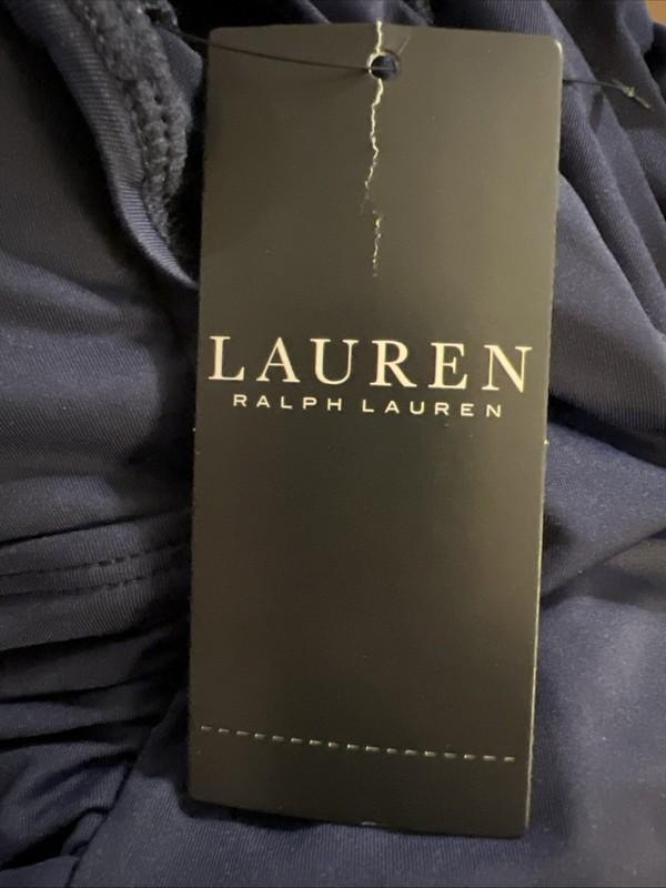 Ralph Lauren Ring Over The Shoulder Tummy Control One Piece Dark Navy 8 $145