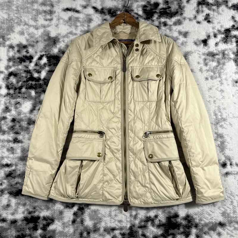 Ralph Lauren Sport Jacket Womens Size Small Beige Full Zip Pockets Snap Y2K