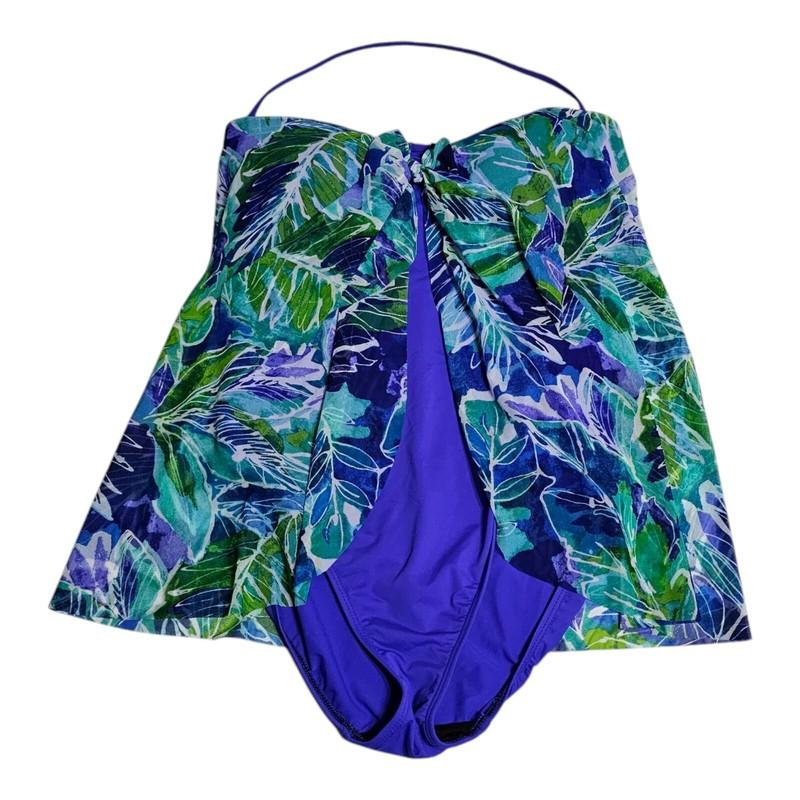 Ralph Lauren Women's Lush Tropical Print Mesh Flyaway One Piece Swimsuit Size 8