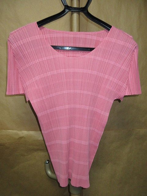 Rare Pleated Please Issey Miyake Pattern Cut & Sew Top Size 4 Japan