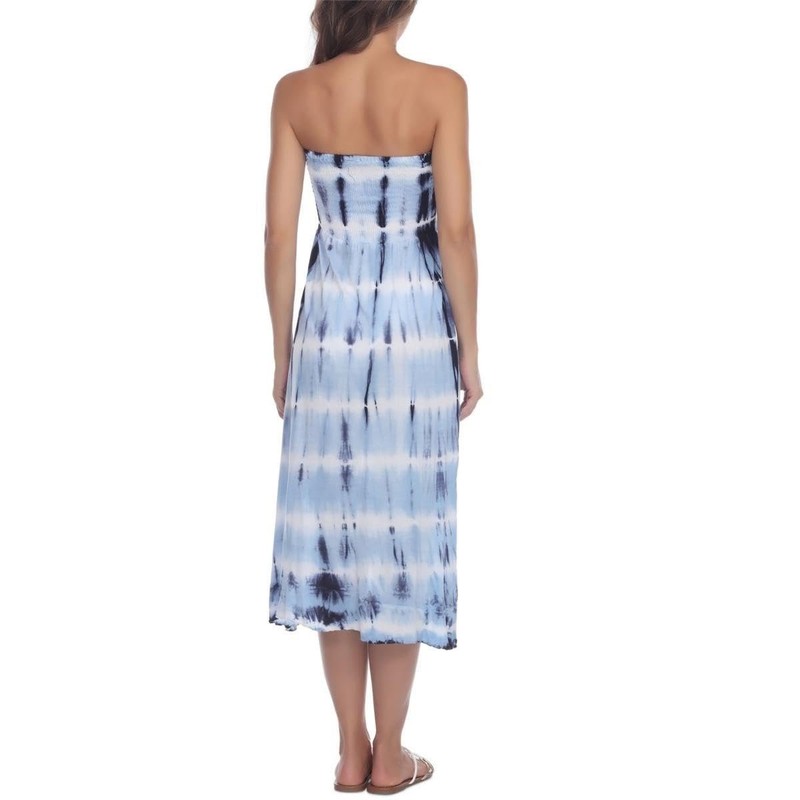 Raviya NAVY BLUE TIE DYE Women's Smocked Tube Dress Swim Cover-Up US Small