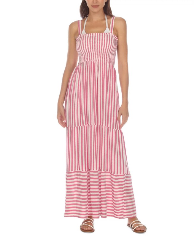 Raviya Tiered Striped Dress Cover-Up 3A 2619