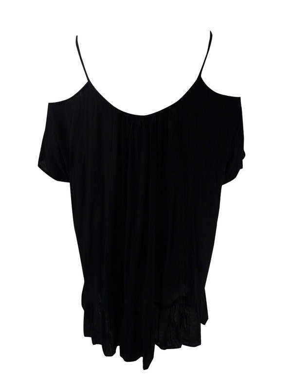 Raviya Women's Plus Size Cold-Shoulder Peasant Cover-Up (Black 1X)