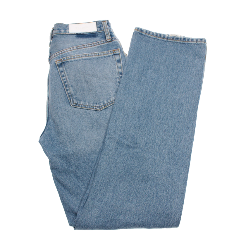 Re/Done NWT Distressed Jeans Size 27 US 90s High Rise Loose In Worn Heather Blue
