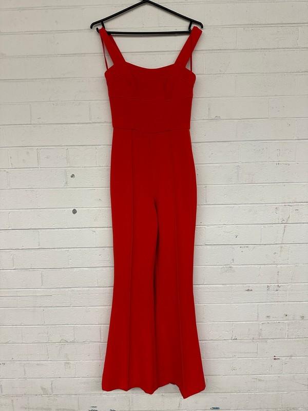 REBECCA VALLANCE Lamour Jumpsuit Red Cocktail Size 8 AU RRP 699 WITH DEFECTS