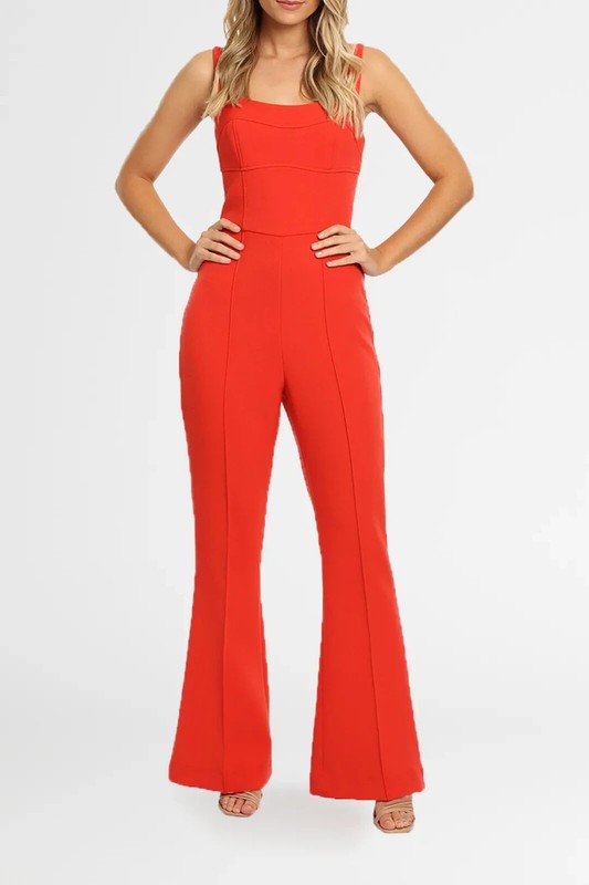 REBECCA VALLANCE Lamour Jumpsuit Red Cocktail Size 8 AU RRP 699 WITH DEFECTS