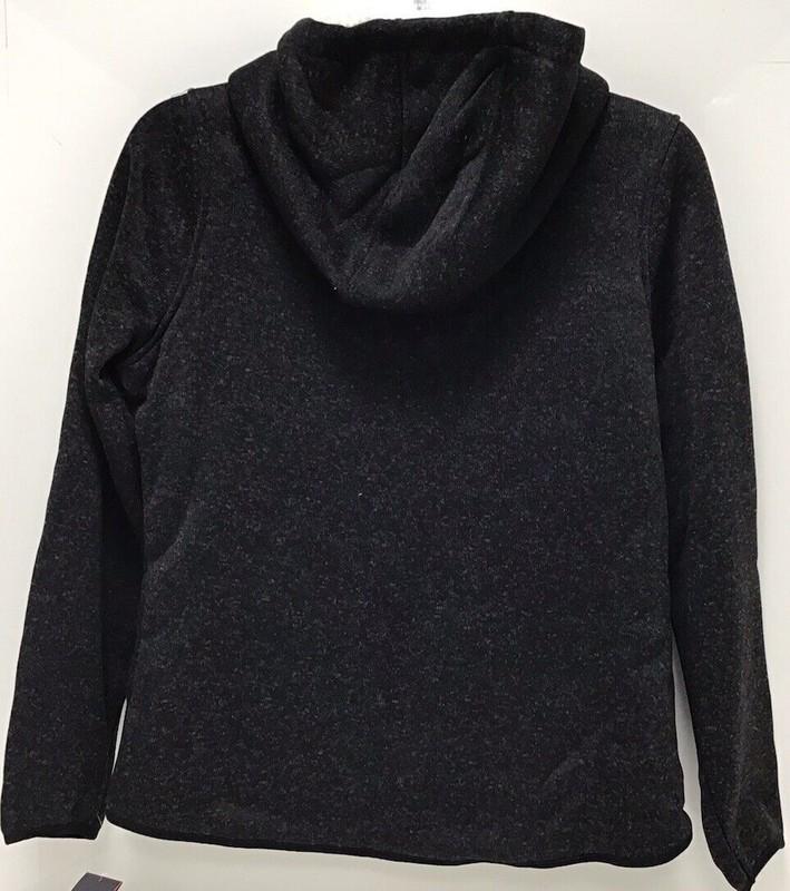 Reebok Women's Fleece Jacket Heather Black Sherpa-Lined Sweater Size Medium