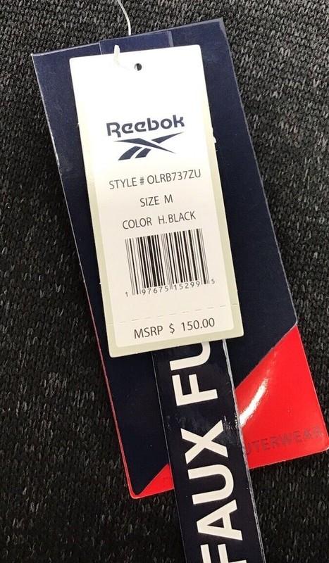 Reebok Women's Fleece Jacket Heather Black Sherpa-Lined Sweater Size Medium