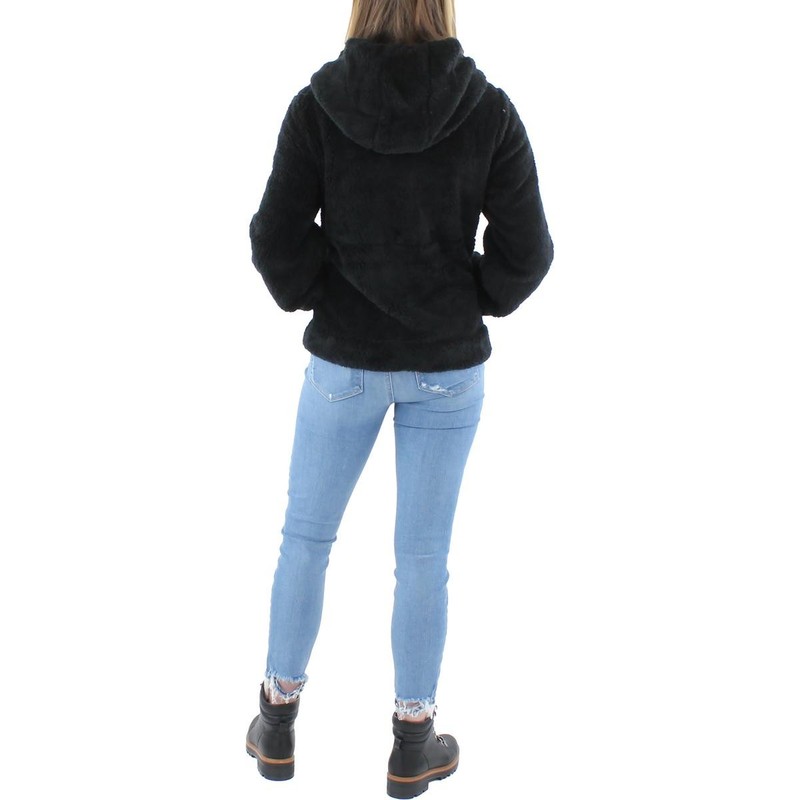 Reebok Womens OLRB714EC Black Fleece Logo Fleece Jacket Coat L BHFO 5774