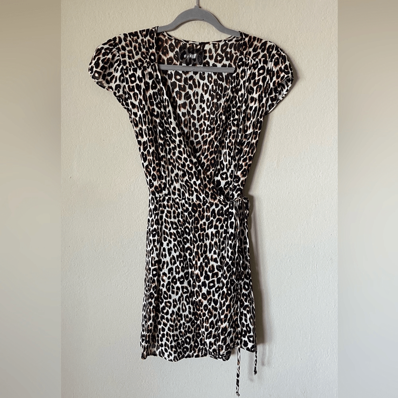 Reformation Oyster Mini Brown Black Leopard Dress Wrap Size XS