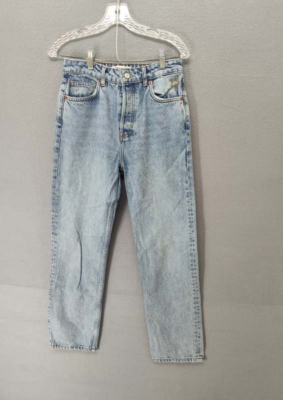 Reformation Womens Jeans 27 Light Blue High Rise Button Fly Straight Leg Casual