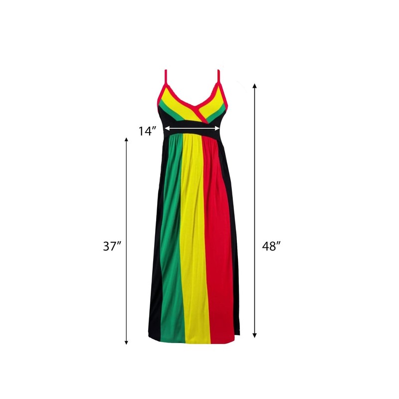 Reggae Rasta Colors Ladies Ethnic Africa Jamaica Beach Maxi Long Dress One Size
