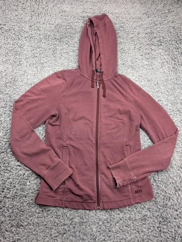 REI Co Op Jacket Women Medium Pink Athleisure Full Zip Hooded Gorpcore Outdoor
